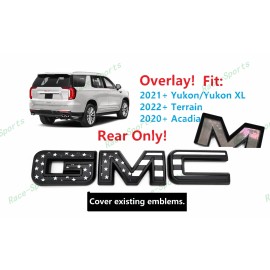 Auto GMC OVERLAY Rear Matte Black USFlag GMC Emblem 2020+ Acadia 2022+Terrain 21-24 Yukon
