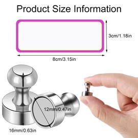 Neodymium Magnets Extra Strong, Magnets Strong, Pack of 16 Mini Magnet, Magnets for Magnetic Board, Magnets Pin Board, Neodymium Magnets, for Fridge Cone Magnets, Music Magnets, Nickel-Plated Steel