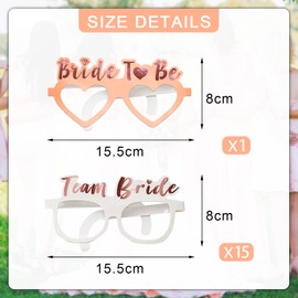 Shining She 16 Pack Hen Party Glasses, 15 White Team Bride Glasses 1 Rose Gold Bride to Be Glass, for Hen Do Party Rose Gold Accessories Favor Bridal Shower Bachelorette Party Supplies
