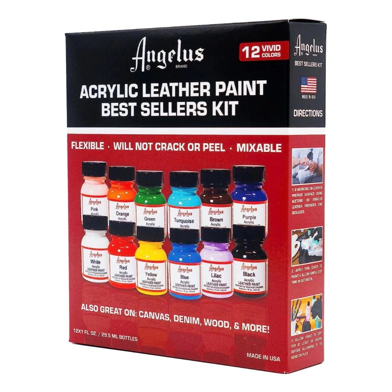 Angelus Kit Pintura Piel Cuero Angelus 12 Tenis Acrylic 29.5ml