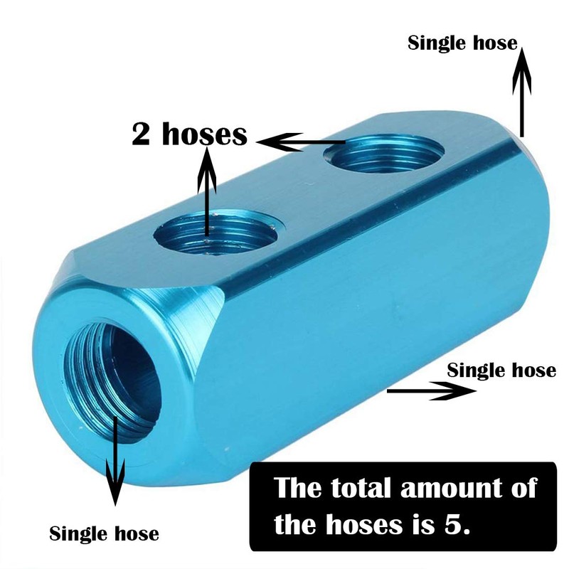 Beduan 1/4" 2 Way 5 Port Aluminum Air Hose Inline