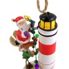 Santa and Moose Decorating Lighthouse Hanging Ornament