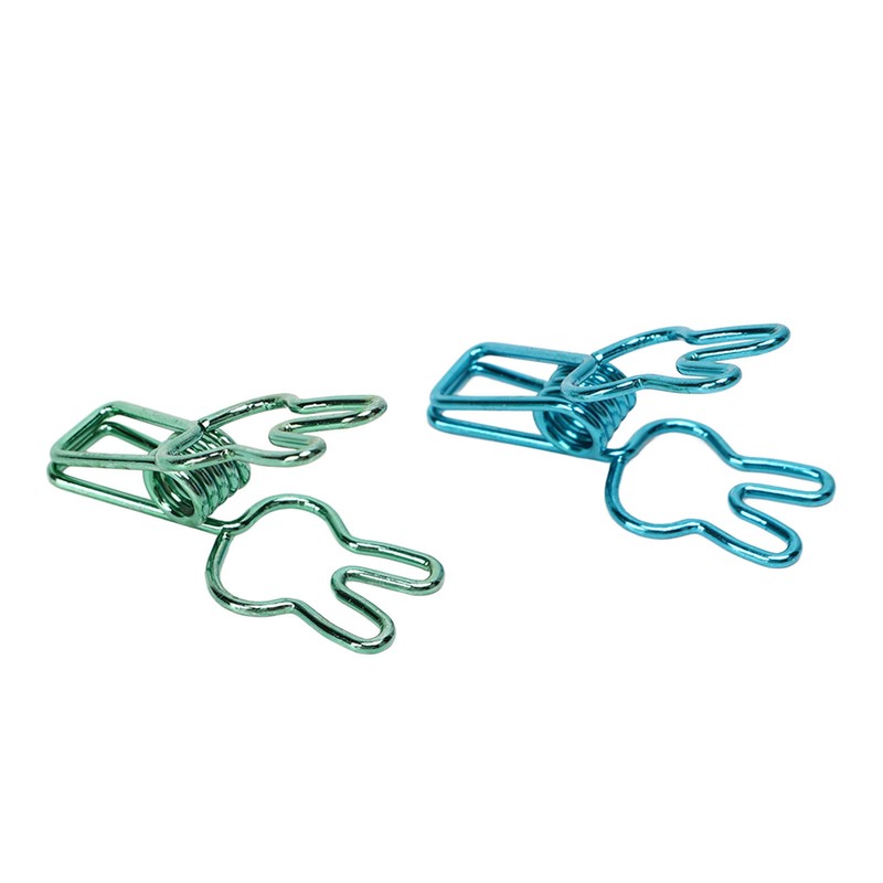100 Pcs Cute Binder Clips Multipurpose Cartoon Rabbit Shape Blue