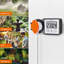 revolt Outdoor Current Meter: Set of 4 Outdoor Energy Cost Meter and Power Consumption Meter, 3,680 W (Electricity Meter Socket German, Power Meter Wattmeter, Solar Fairy Lights)
