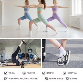 VACHAN Crew Grip Socks for Women Pilates Socks with Combed cotton Cute Cherry for Yoga Barre Hospital Mother's Day Gift (CA/US, Alpha, One Size, Regular, Regular, 2, white)