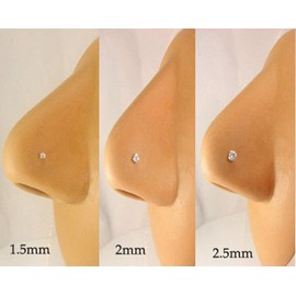 AZARIO LONDON 9K White Gold Claw Set 1.5MM Round CZ Stone 22 Gauge Nose Bone Nose Stud Piercing