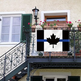 60×90 CM Thin Blue Line Flag,2×3 FT Honoring Police Officer Policeman Black Canada Decor,Double Side Digital Printed 150D Polyester Banner With Canvas Header Brass Grommet