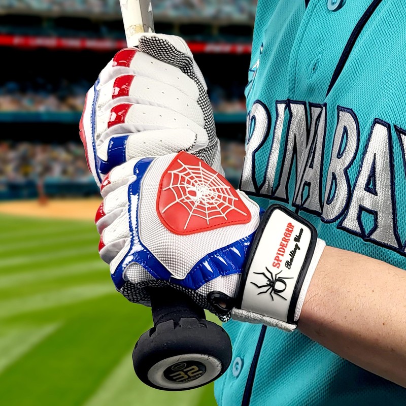 スパイダーグリップ滑り止めバッティンググローブ Spidergrip Nonslip Batting Gloves (M, Blue Red (青赤))