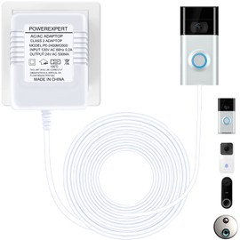 Doorbell Transformer, AC 24 Volt Transformer for Ring C Wire Adapter Thermostat Cord Compatible with Ring Doorbell, Wyze, Nest Ecobee, Honeywell, Eufy and Nest Hello Video Doorbells, White