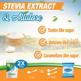 Stevia– Allulose All Purpose Sweetener Multi-Pack-2: 2X Sugar Sweetness; Total Servings 454; Zero Calorie Sweetener, Sugar-Free Substitute for Baking, Smoothies, Coffee; Low Carb Keto Diet Friendly Food | Pack of 2, 1-LB/Each