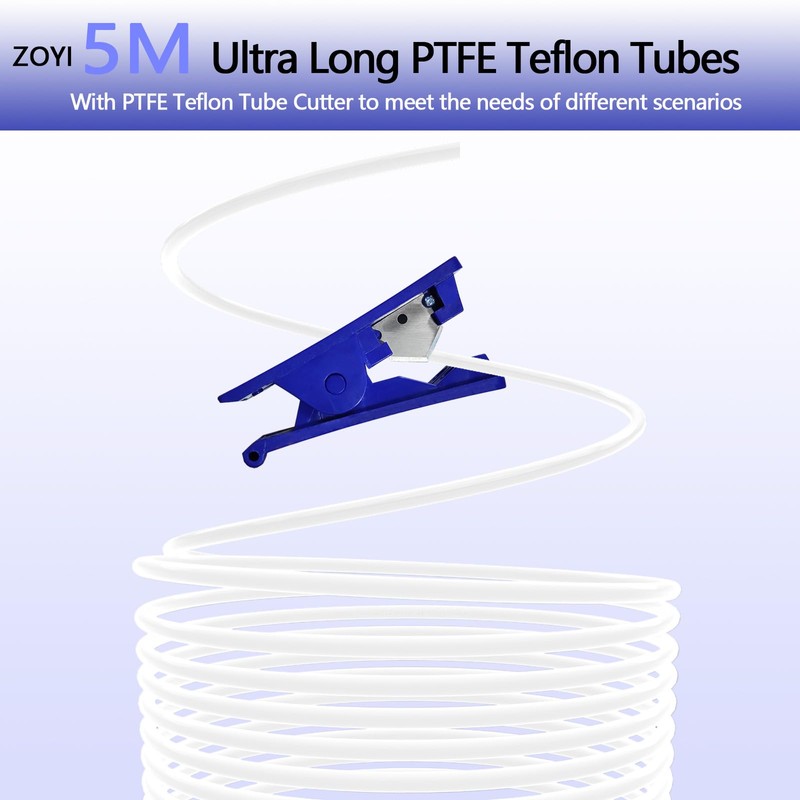 PTFE Tube Kit, 2.5mm ID×4mm OD, 5M/16.4ft, Compatible with Bambu