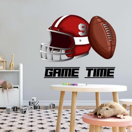 Design With Vinyl Wall Decal Game time Stunning American Football Helmet Bedroom Wall Sticker Decoration - Removable Size: 44 in x 35.2 in
