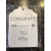 Metal Gift Tag CONGRATS TO YOU 3”x4” with Jute String