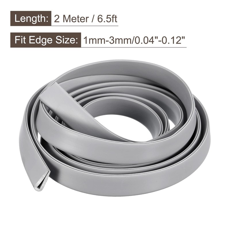 uxcell U Channel Edge Trim, 6.5ft Length Rubber Guard Seal