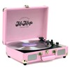 Retro Suitcase Belt Drive Turntable 3 Speeds 33/45/78rpm, Built-in Stereo