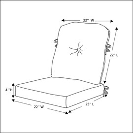 QILLOWAY Outdoor Chair Cushion Set with Strings,Replacement Outdoor Cushions for Patio Furniture.(Red)-Sets of 2