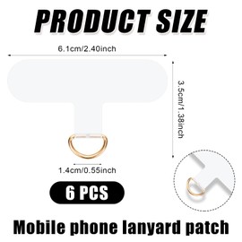 NQEUEPN 6pcs Phone Lanyard Patch Pad, 2.4x1.38x0.16in Short Cell Phone Lanyard Tab Phone Tether Tab Multifunctional Patch Compatible with Most Smartphones(Transparent, Gold)