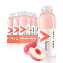 Nongfu Spring Prune&Peach Flavored Drink With Added Vitamins，Vitamin Flavored Water with Niacin and Fiber, Hydration Support - 16.9 Fl Oz (15 Pack)