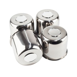 DewFlew 4Pcs 4.88" Push Through Wheel Center Caps Stainless Trailer Hub Cap for Truck SUV RV Wheel Rim (Fit 4.88" Bore 4.37" H Chrome)