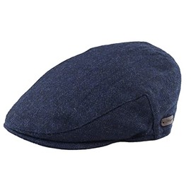 TruClothing Mens Flat Cap Wool Herringbone Tweed Vintage Classic 1920s Unisex Del Boy - Navy M