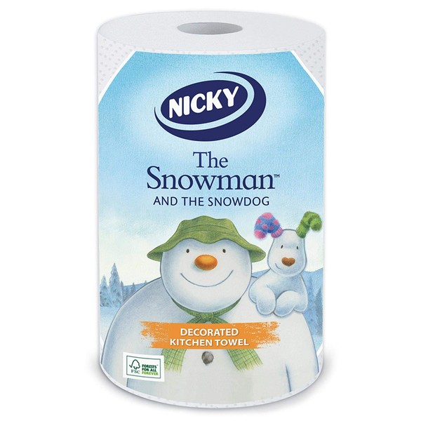 Nicky 2 Ply The Snowman and The Snowdog Printed Christmas Kitchen Paper Towels - 1 Super Roll