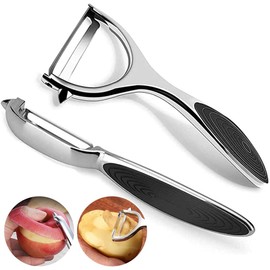 2Pcs Pelador de Verduras, Pelapapas para Cocina, Pelador de Frutas Multifunción, Mango Ergonómico Antideslizante, Fácil de Pelar, Cuchillos para Pelar para Patatas Zanahorias Pepinos y Manzanas