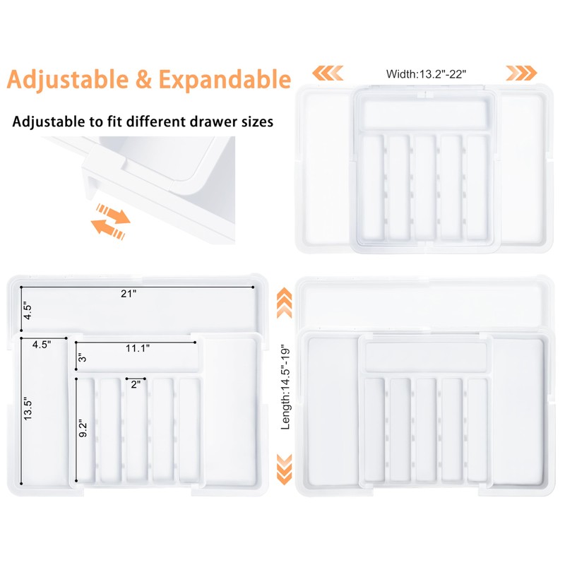 Spaclear Large Silverware Drawer Organizer Expandable Kitchen Utensil Organizer BPA