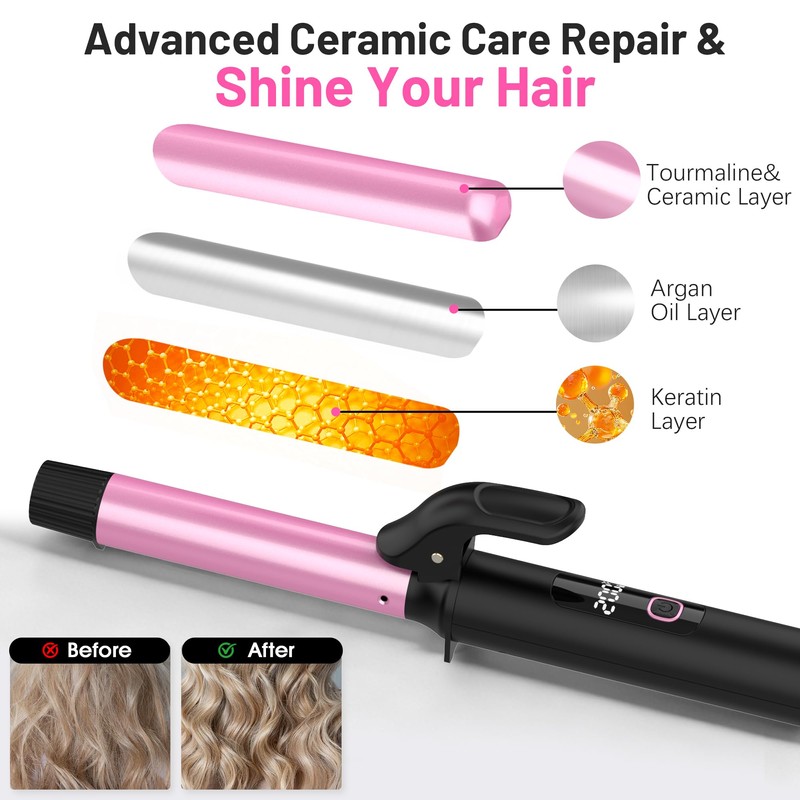 Travel Curling Iron 1 Inch,Small Curling Iron for Short Hair,Dual