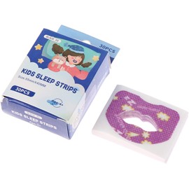 Tiras para dormir para niños (30 piezas), cinta para la boca con diseño antiasfixia en forma de boca, parche para el ojo perezoso, ayuda para dormir en la boca, ayuda a respirar por la nariz, reduce suavemente la respiración por la boca, púrpura