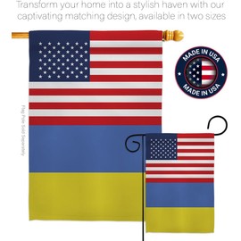 Ukrainian Flag Ukraine US Friendship Garden Ucrania Home Decor Indoor Tapestry World Country - Outdoor Decorations House Banner Wall Hanging Small Yard Stand With Ukrainian Gifts Made In USA