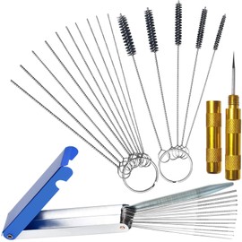 Motfittings Carburetor Cleaning Kit, 13 Wires + 10 Needles + 5 Brushes + 1 Pick, Premium Torch Tip Cleaner, Carbons Dirt Jet Remove, Suitable for Auto, Motorcycles, ATV, Welder, Lawn Equipment