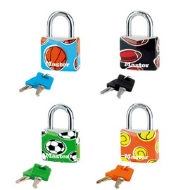 Master Lock 4-Pack of 30mm Combination Padlock - Sports Designs - Solid Aluminum Locking Padlocks - 30mm Wide Bodies - Perfect Gym Padlock