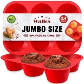 Walfos Walfos Silicone Texas Muffin Pan Set- 6 Cup Jumbo Silicone Cupcake Pan, Non-Stick Silicone, Just PoP Out! Perfect for Egg Muffin, Big Cupcake - BPA Free and Dishwasher Safe, Set of 2