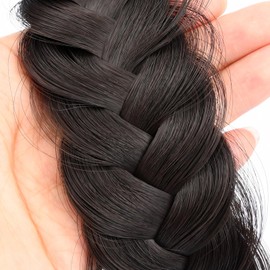 GLEDOLA Wide Messy Braided Headband with Teeth Synthetic Hair Plaited Headband High Elasticity Braids Chunky Fishtail Braided Hair Band Hairpiece for Girls Women (Brunette Brown)