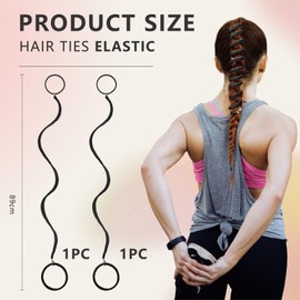 Cosmeria Set of 2 Spiral Hair Bobbles, Elastic Hair Scrunchies Original for Women, Gentle Scrunchies for Sports, Swimming and Everyday Use (Black)