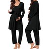SWOMOG Women Maternity Nursing Pajamas Sets 3 Piece Breastfeeding Robe