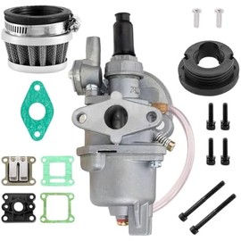 PZ13 Carburetor 44mm for 2 Stroke 43cc 47cc 49cc Engine with Intake Reed Gasket Stack Screw Air Filter Kit Carburetor 16parts Replacement for ATV Quad Mini Kids Pit Pocket Dirt Bike