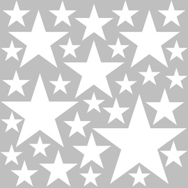 PREMYO Set of 32 Star Wall Stickers Kids - Nursery Decor Easy to Apply - Decals for Bedrooms for Girls Boys White