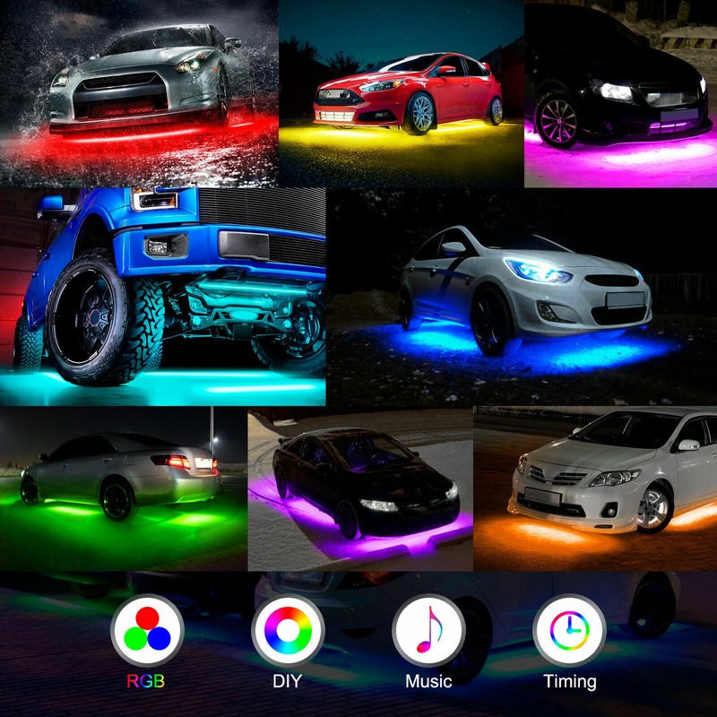 MICTUNING RGB LED Strips Under Car Truck Tube Underbody Underglow