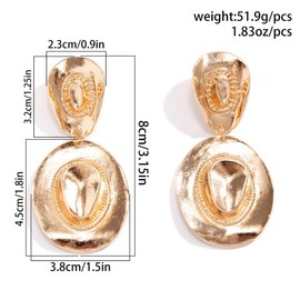 14K Gold Plated Cowgirl Hat Dangle Earrings for Women,Glossy Texas Western Cow Hat Drop Dangling Earrings,Retro Party Prom Country Jewelry Gifts