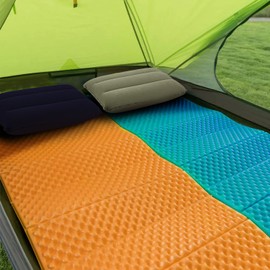 Idocolors 2 x Inflatable Camping Cushion Lightweight Portable Travel Pillow Grey Flocking Beach Pillow Pillow for Outdoor 44 x 28 cm