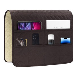 HADEEONG Sofa Armrest Organizer Arm Chair Caddy for Recliner, Remote Control Holder for Recliner, Non-Slip Armchair Caddy with 6 Pockets Storage for Magazine, Chocolate