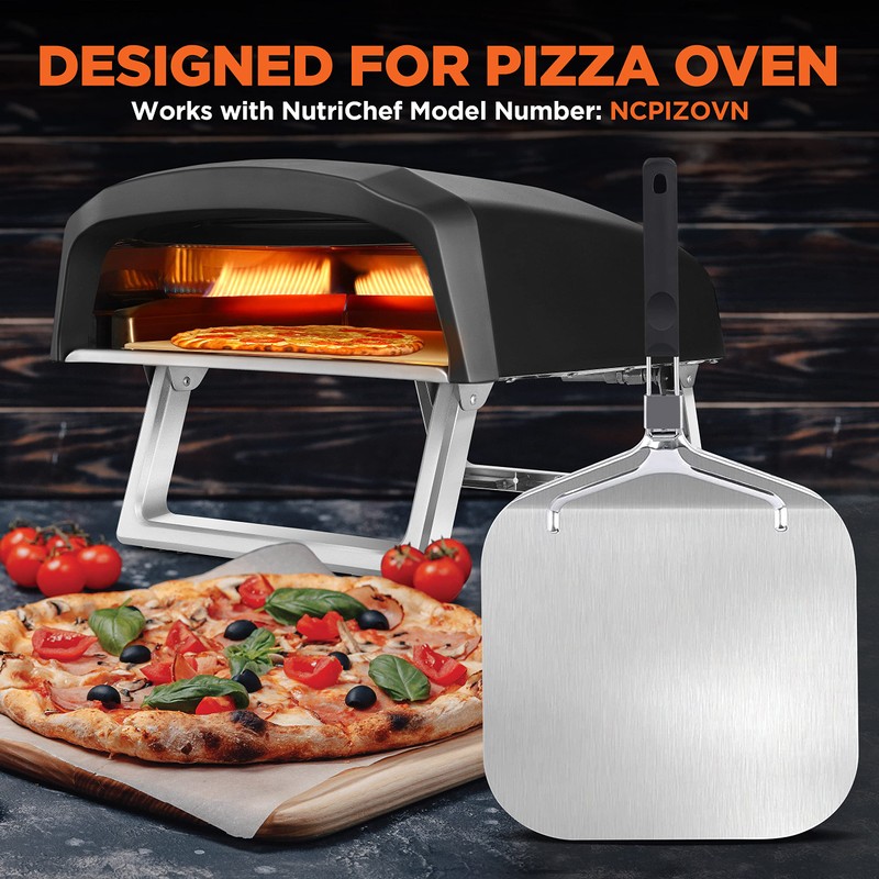 NutriChef Nonstick Pizza Peel - 16" x 12" Aluminum Pizza