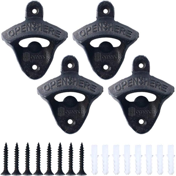 Homend 4 Pcs Bottle Opener Wall Mounted Stainless Vintage Screw