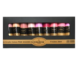 Charvin Extra Fine Professional Acrylic Paint Set for Artists, Pink Shades - Bonjour Set of 9, 20 ml Tubes, Triple-Milled, Lightfast Pigments, Artist Acrylic Paints in Nature-Inspired Hues