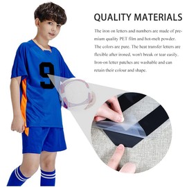 Pilikoll 147 PCS Iron on Letters Iron on Numbers, Waterproof Heat Transfer 8 Inch Iron on Numbers & 2 Inch Iron on Letters for Clothing Sports T-Shirt Uniform DIY Fabric (Black)