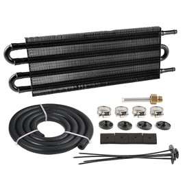 EVIL ENERGY 5/16" Transmission Oil Cooler, 4 Pass Tube and Fin Cooler Kit Universal Aluminium Black…