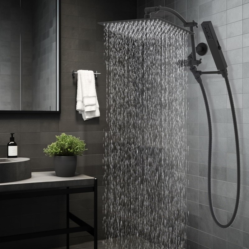 Hibbent All Metal CUPC Certified 12'' Rainfall Shower Head, Dual