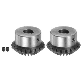 sourcing map 2pcs Bevel Gear 2M 20 Teeth 17mm Shaft Hole 1:1 Tapered Bevel Pinion Gear 45# Steel 2 Module 90 Degree Steering Gear, for Hardware Mechanical Rotation, with 5mm Keyway