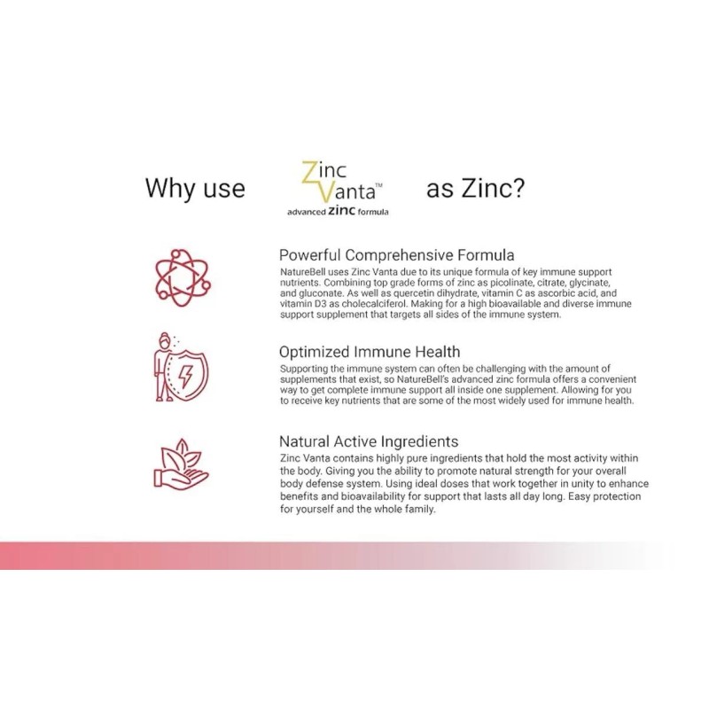 Naturebell Zinc Quercetin with Vitamin C & D3, ZincVanta Advanced